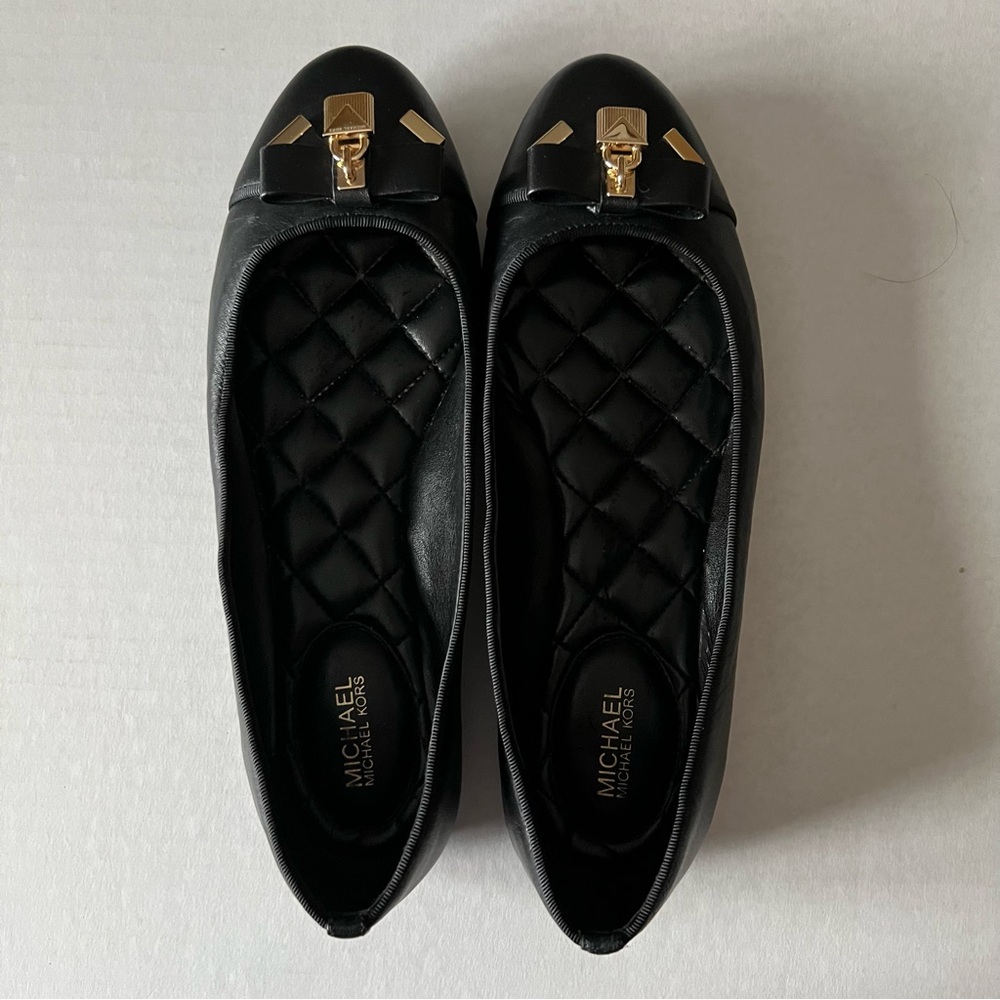 Michael Kors Chic Black Flats with Gold Details